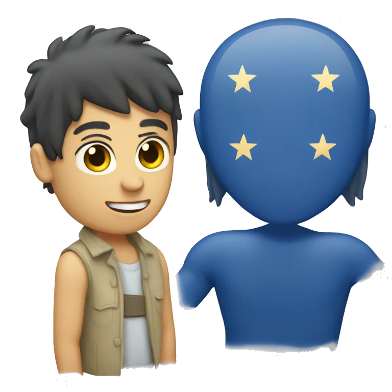 mono azul y estrella emoji