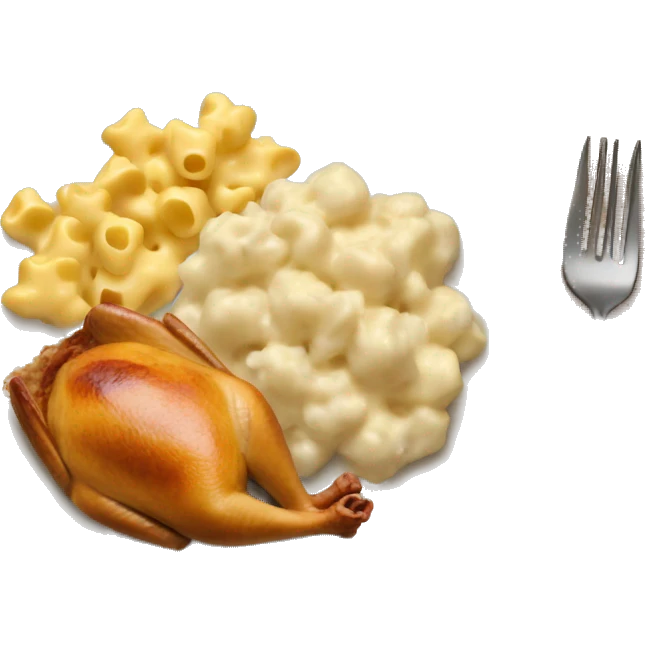 Plate of turkey, mac and cheese, stuffing, and mashed potatoes emoji