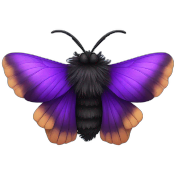 Black and purple fluffy moth emoji
