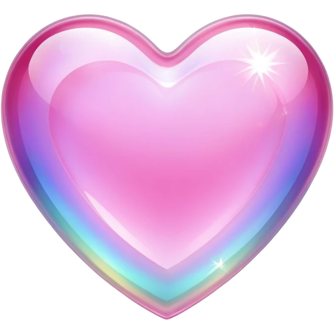 Sparkly glossy pink iridescent glass crystal sparkly  glass heart emoji