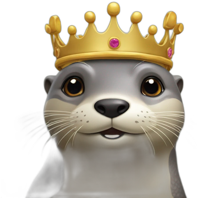 Une loutre sur une tortueun crâne avec une couronne emoji