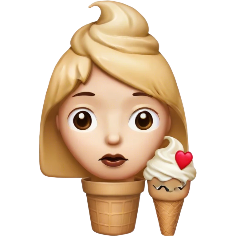 sad face with heart eyes and ice cream  emoji