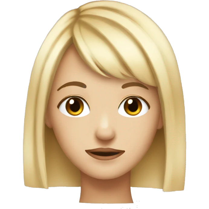 blonde girl with bangs at the side of her face and make her pretty emoji