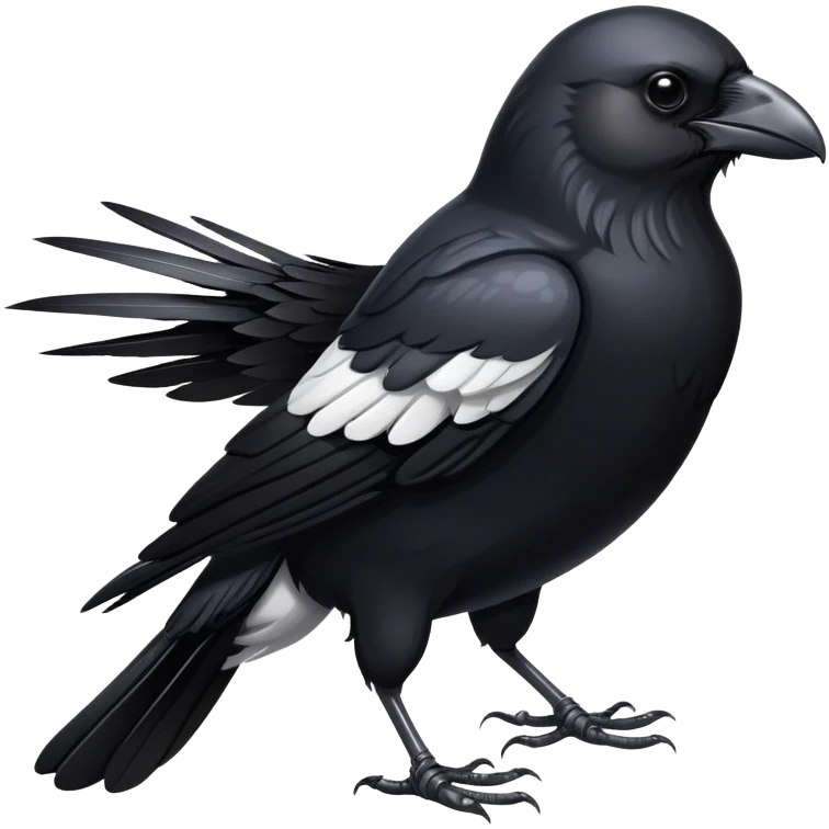 crow with black body and white breast feathers emoji