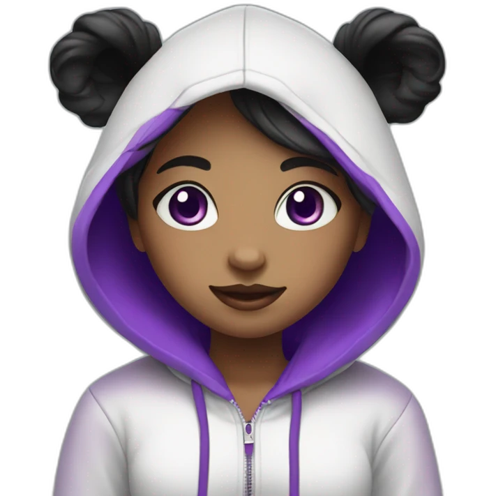 Girl with purple heart eyes in panda hoodie emoji