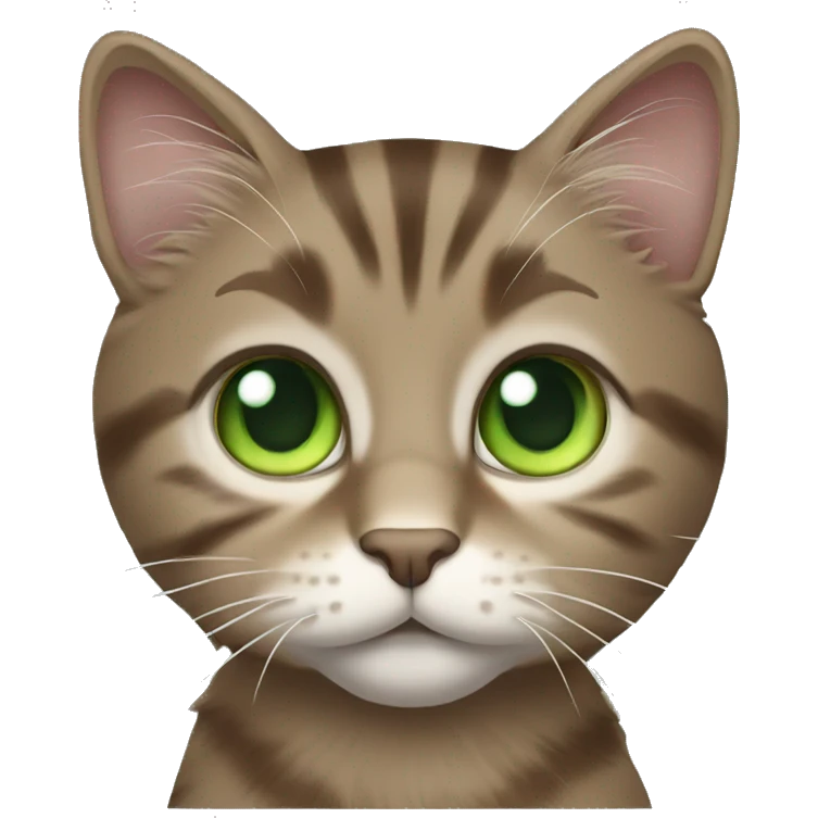 Brown haired, long hair, tabby cat green eyes emoji