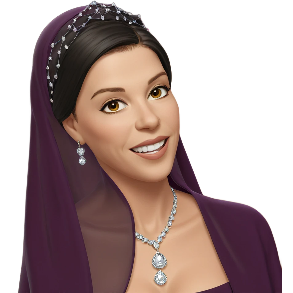 smiling girl with jewelry veil emoji