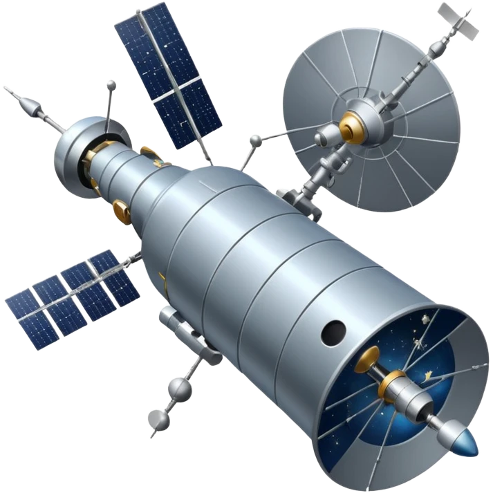 orbiting satellite in space observing stars emoji