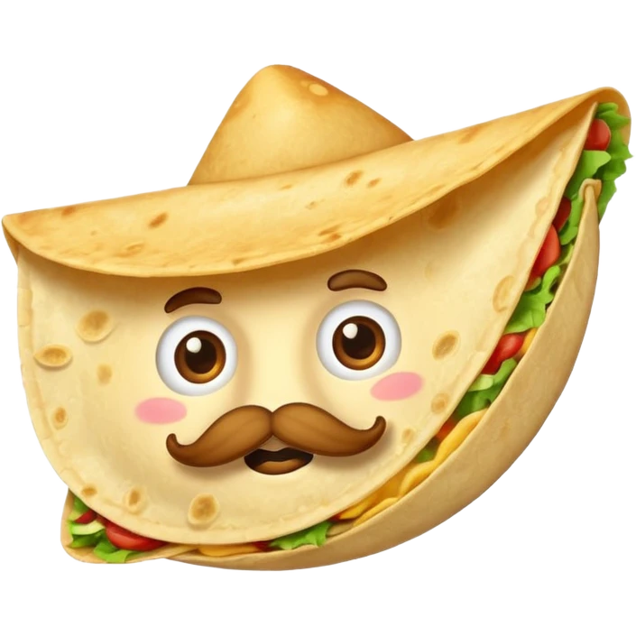 a flying tortillo with a thick mustache emoji