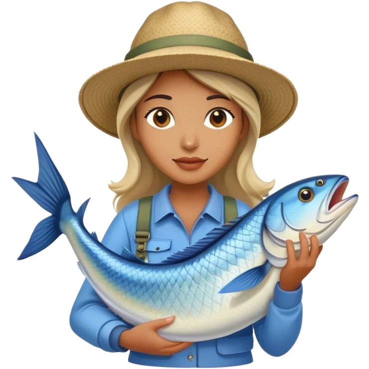 Woman walking and carrying huge fish under arms  emoji