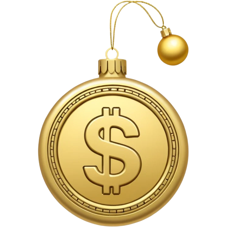 money themed christmas ornament hanging from a thread emoji