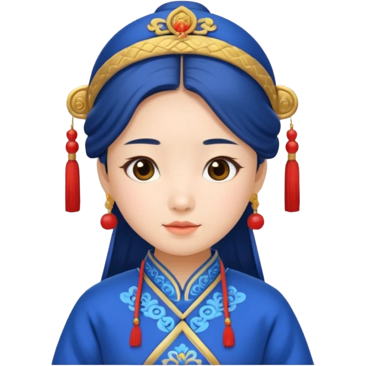 chinese girl in blue traditional costume emoji