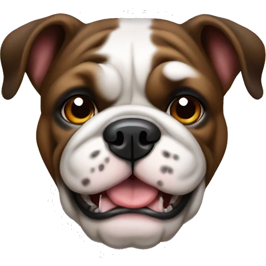 Bulldog english black and brown happy emoji