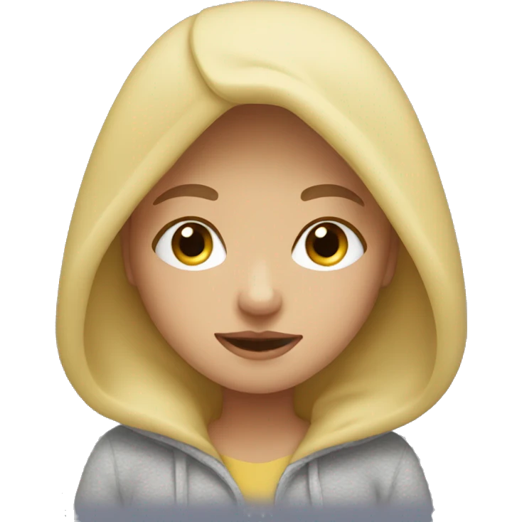 Blonde girl wearing a snuggle hoodie emoji