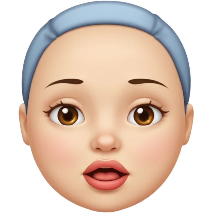 a girl face with lip bitting expressions. the face will be round and chubby. without hair emoji