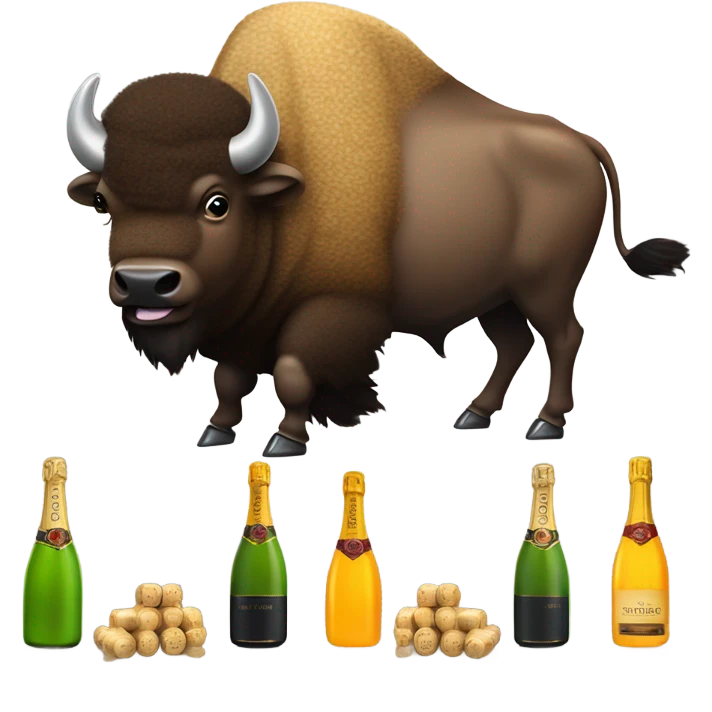 A bison celebrating with champagne  emoji
