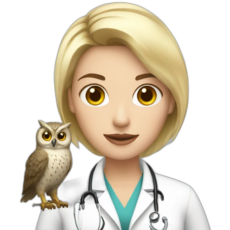 Blonde-woman-short-hair-doctor-with-owl emoji