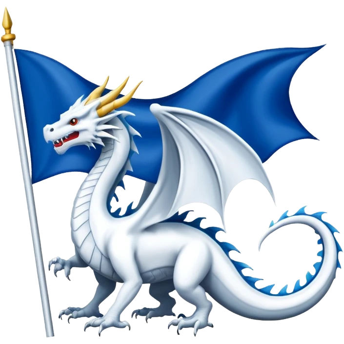 Create a flag with a red background and a white dragon like the red dragon of the welsh flag emoji