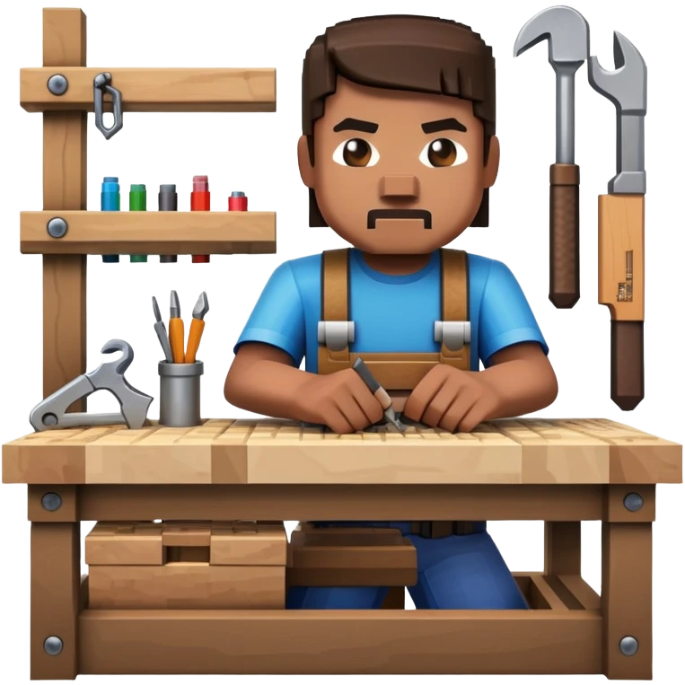 Workbrench from minecraft as human emoji