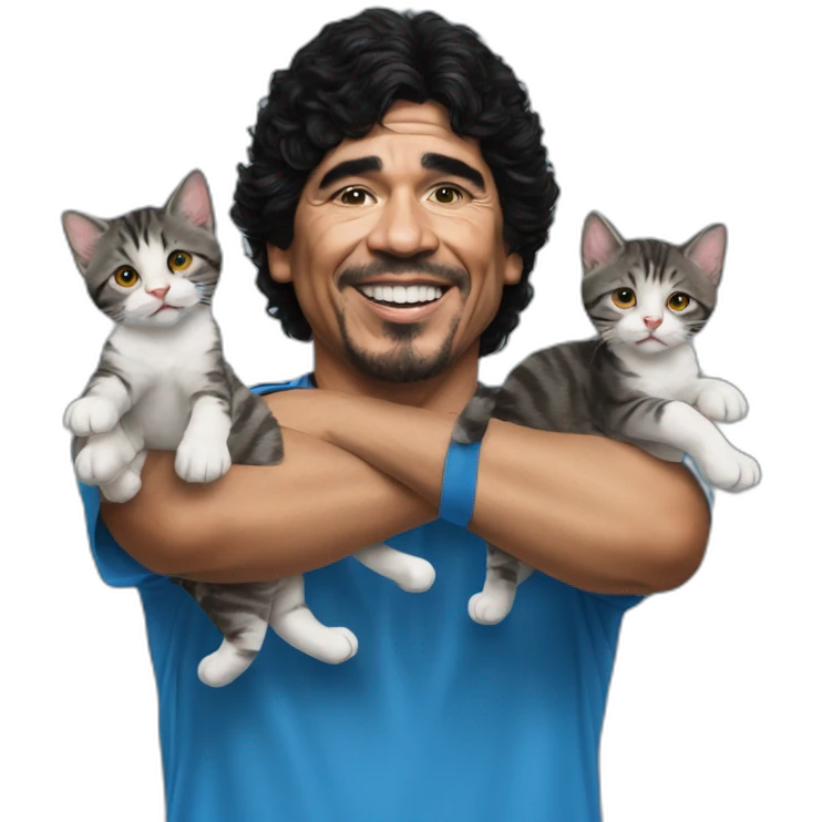 Realistic Maradona juggling kittens emoji
