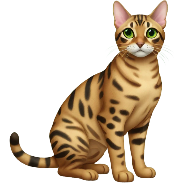 Full Body Bengal Cat With Green Eyes emoji