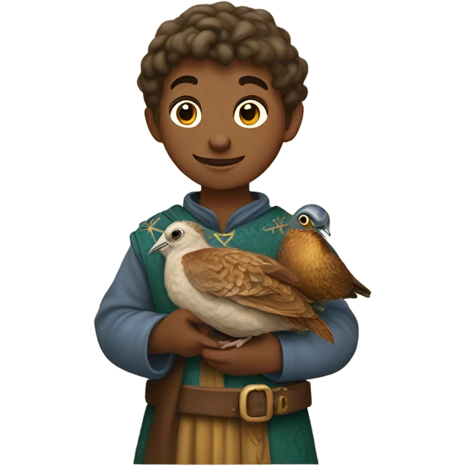 medieval boy with a quail emoji