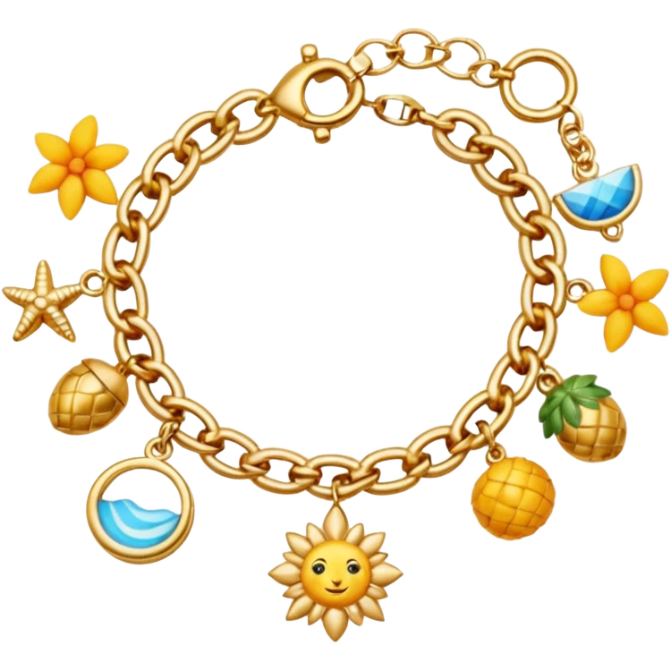 a golden bracelet with summer charms emoji