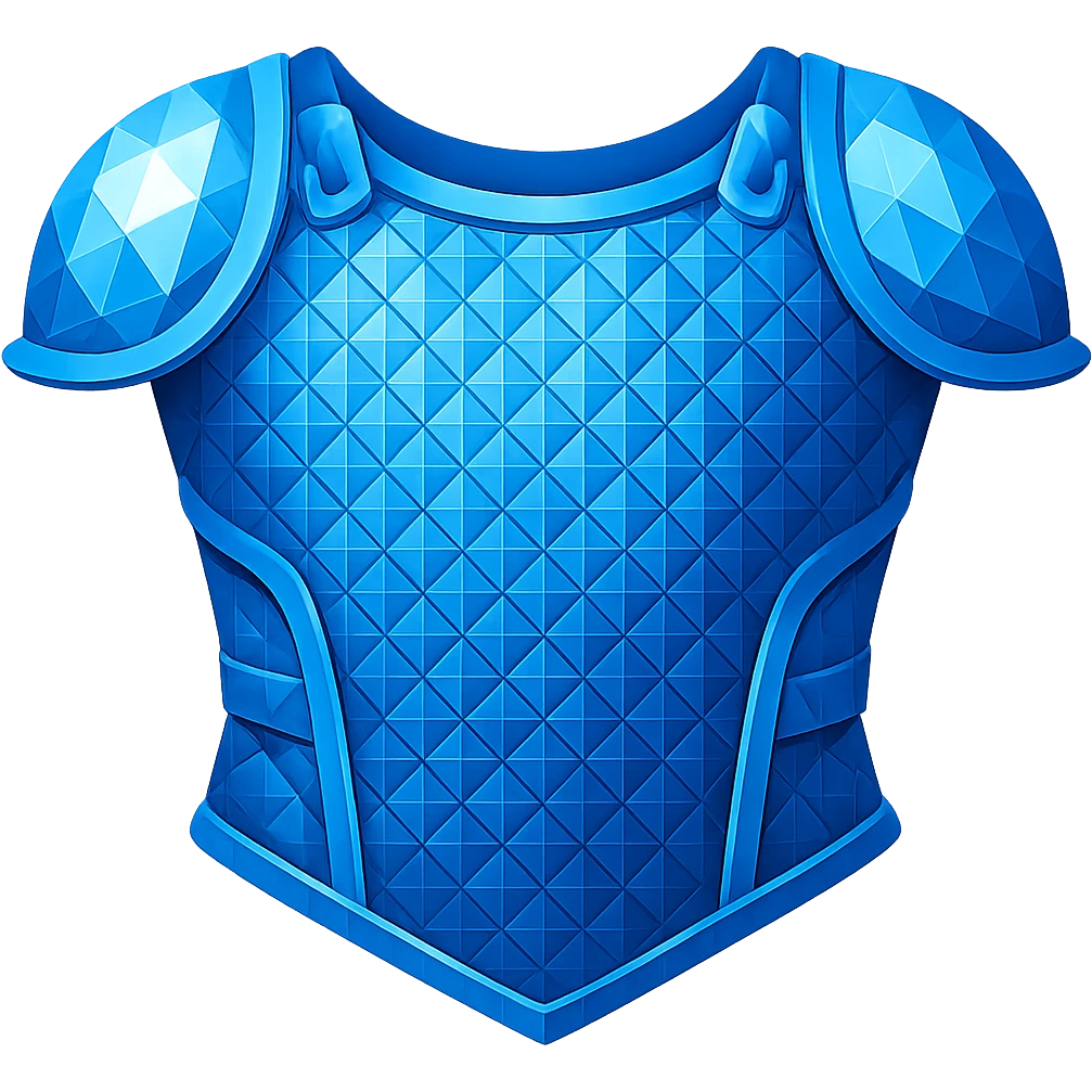 Remove the arms and sleeves, leaving only the diamond platebody (torso armor), blue crystalline. The style is emoji style with a transparent background. emoji