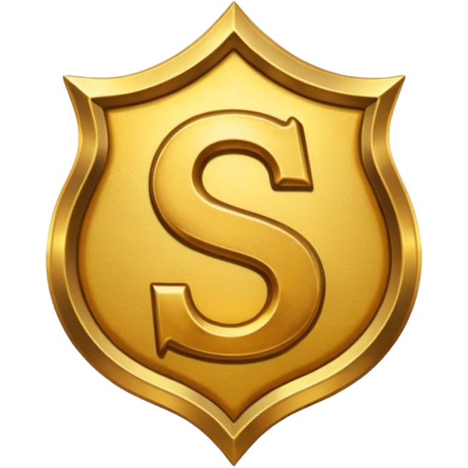 Create a custom emoji badge featuring a stylized, glossy letter “S”. Design it in the Gold rank theme from League of Legends. Use warm gold metallic textures, bright highlights, and a noble, premium feel. Emblem-like and highly polished. emoji