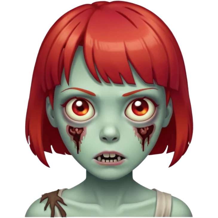 cabelo vermelho com franja e pele de zumbi emoji
