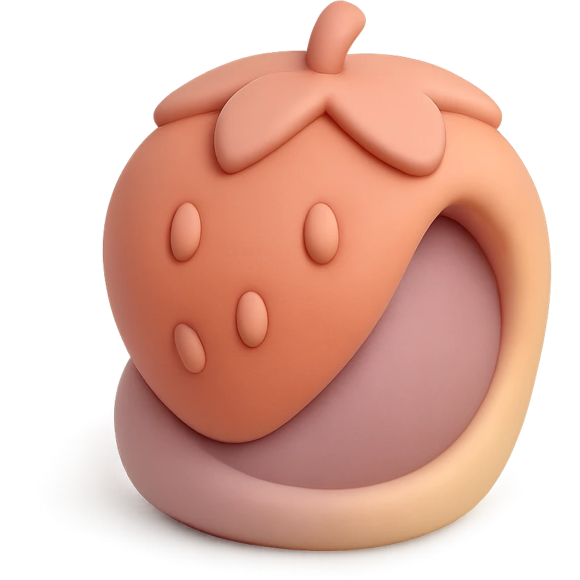 strawberry, mochi illustration style emoji