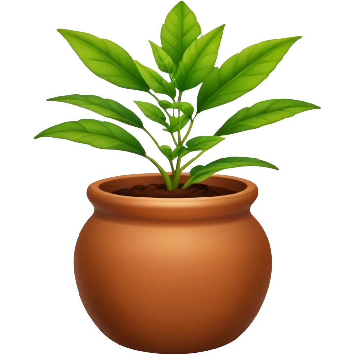 a brown pot with a green plant emoji