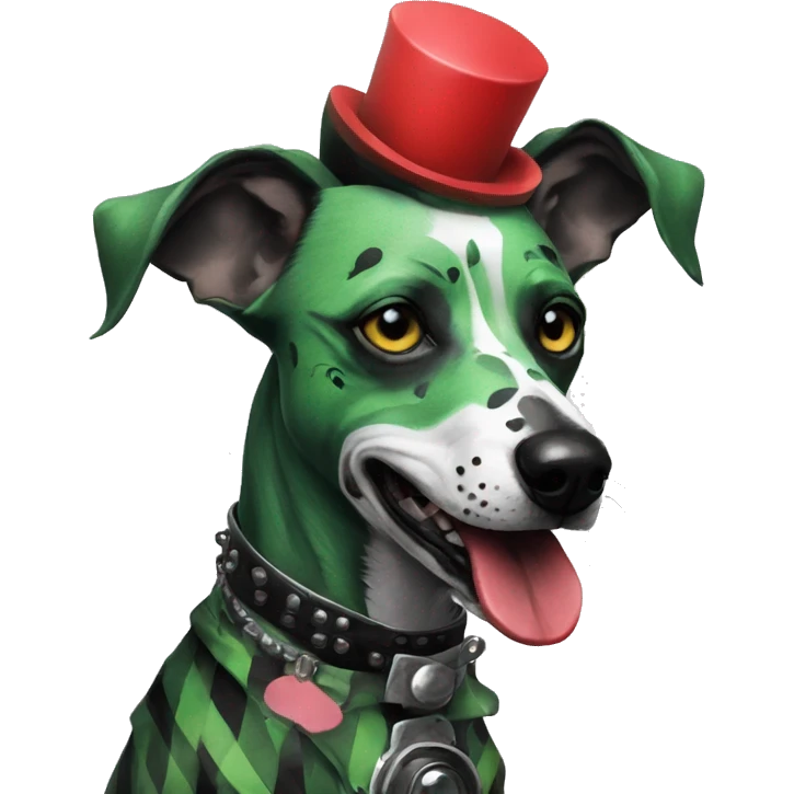 Punk Green gray black red punk dog joker clown facepaint tattoos punk lurcher surrealism  emoji