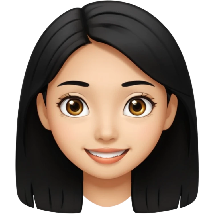 20 yr old asian woman hair  center part big eyes big smile tanned skin straight black hair emoji