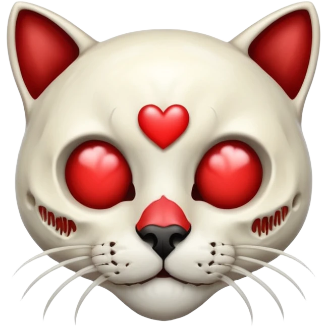 cat skull with a heart nose emoji