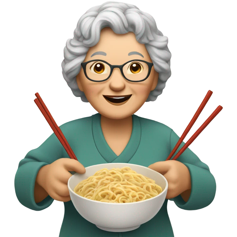 Grandma with noodles emoji