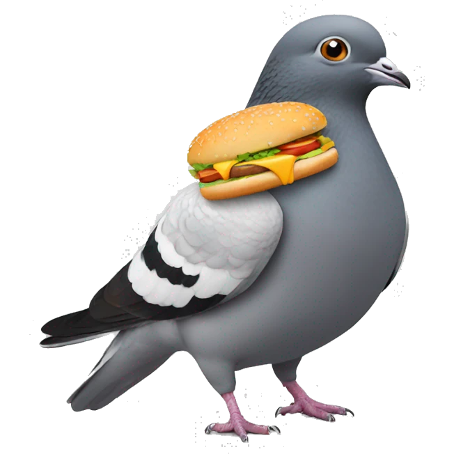 pigeon eating a burger emoji