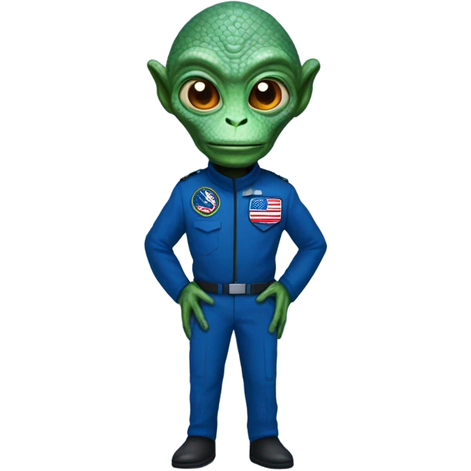 Reptilian Alien man general blue uniform usa space force, full body,  emoji