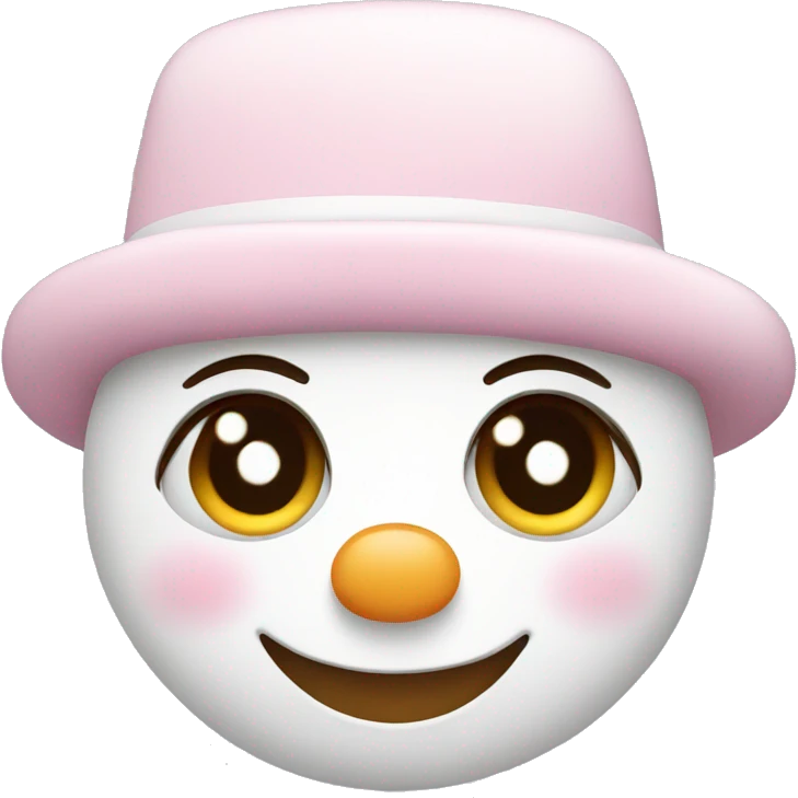 Cute white and light pink snowman emoji