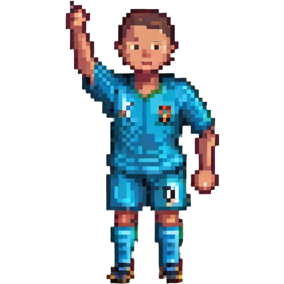 Ronaldo, pixel art style, celebrating a goal emoji
