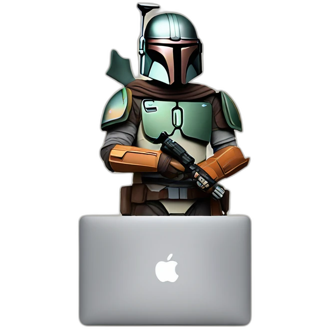 Mandalorian with macbook emoji