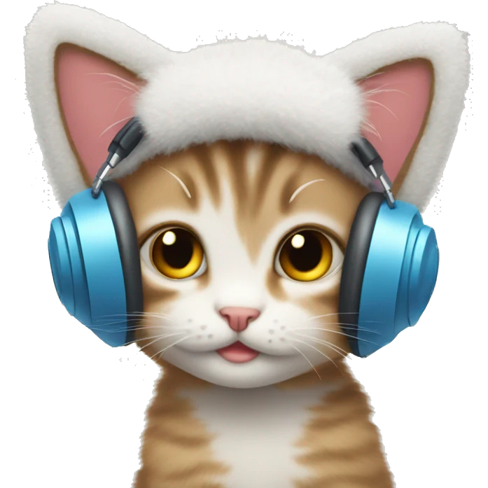 Kitten wearing fuzzy earmuffs  emoji