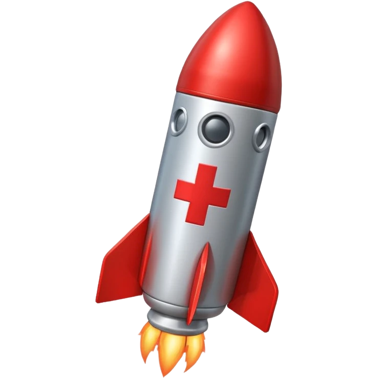 a rocket with a red cross on it emoji