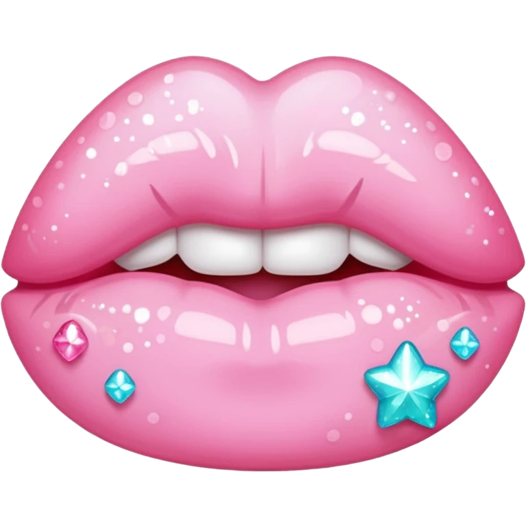 Pastel pink kiss mark sparkly emoji