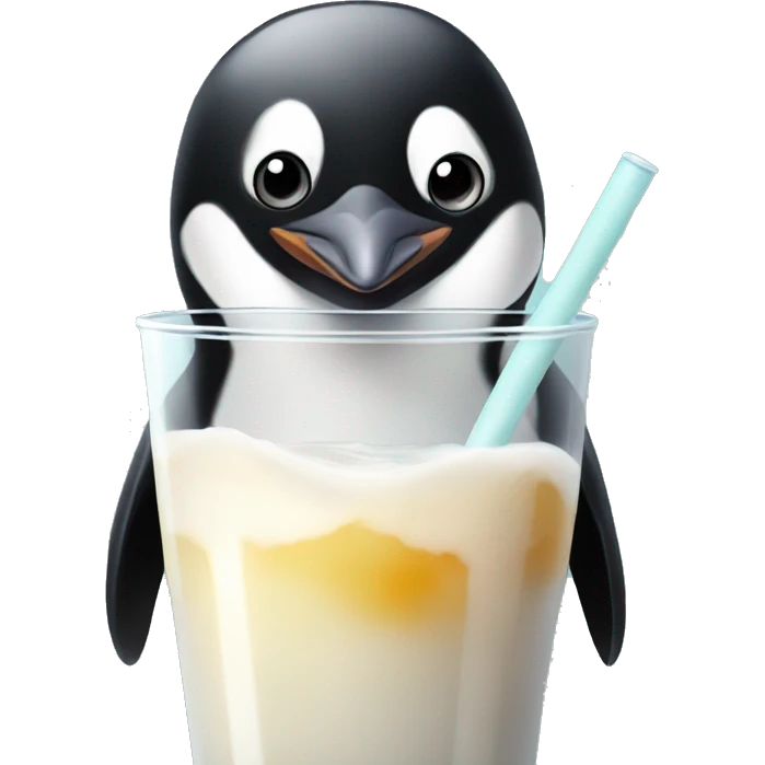 Penguin drinking boba  emoji