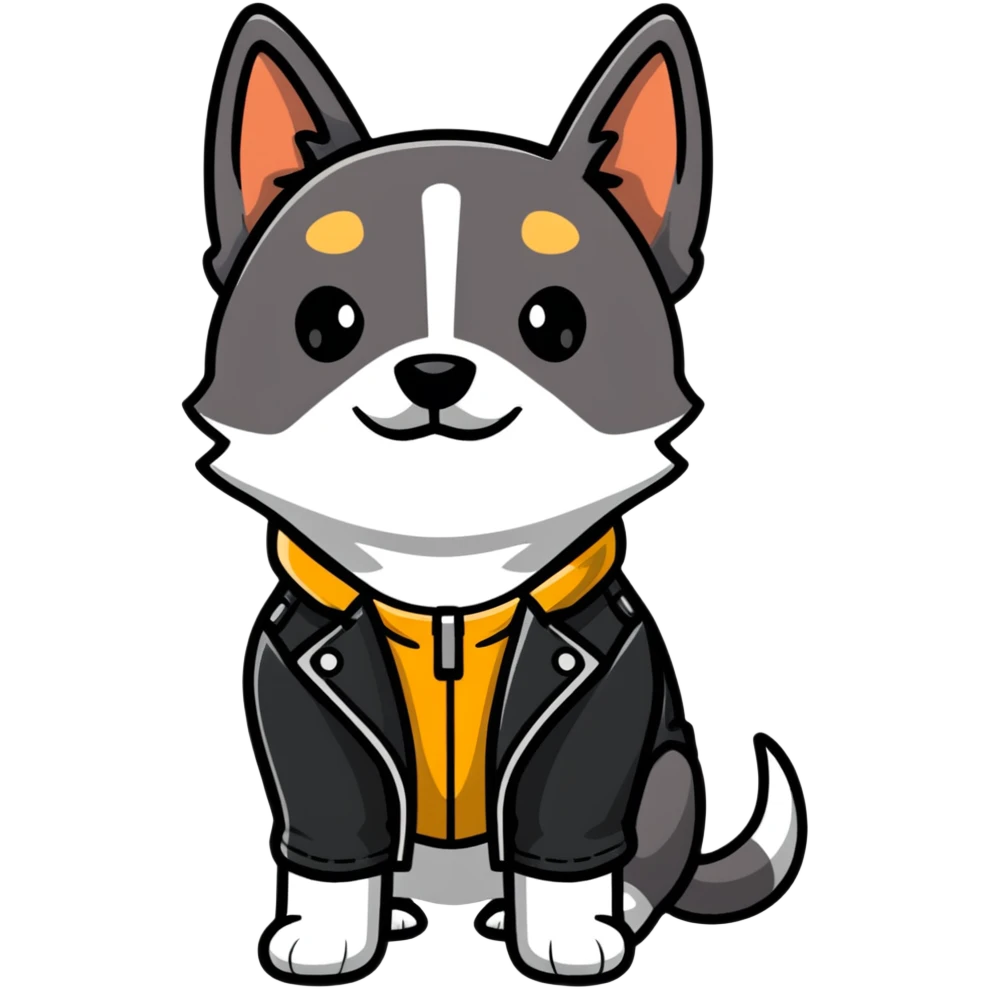 cool dog wearing leather jacket emoji