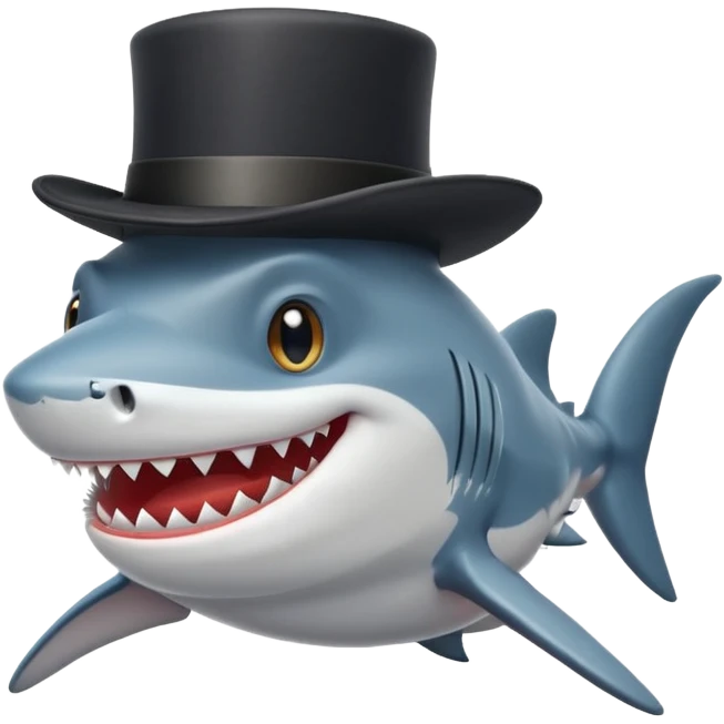 smiling shark in a top hat emoji