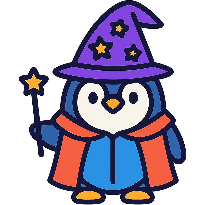 A penguin wizard emoji