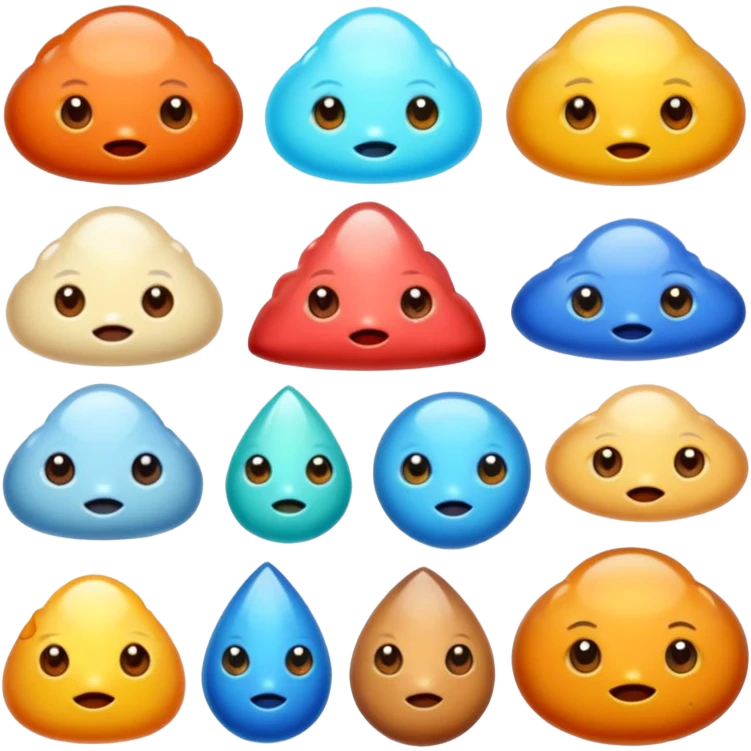 charactarised colorful minerals with eyes and mouth emoji