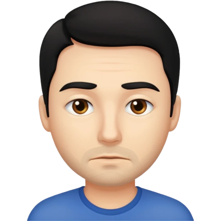 man with tired eyes black hair emoji